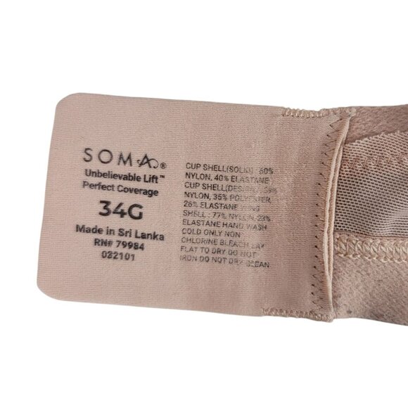Soma Unbelievable Lift Perfect Coverage Bra Pink 34G Underwire Adj Unlined Sheer - Picture 9 of 9
